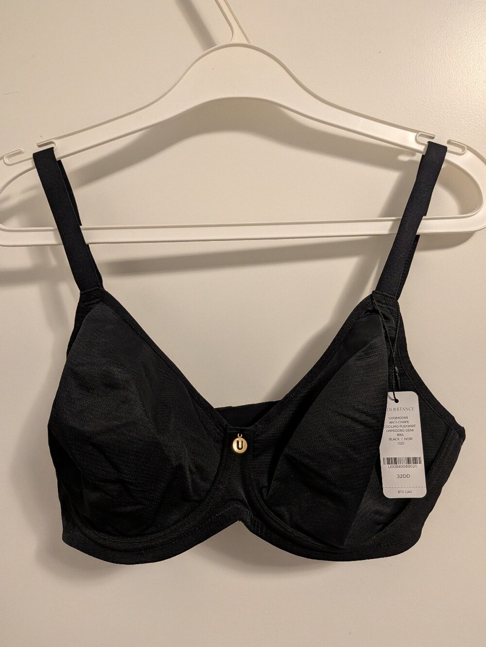 NWT Understance Anti-chafe Cooling Flexwire Unpadded Demi Bra - 32DD - Black